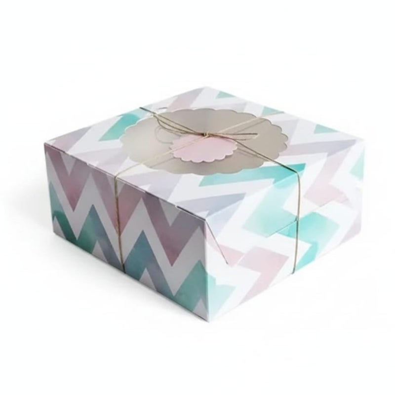 mudrit Cake Boxes with Window 10 Pcs Bakery Boxes for Cakes, Donuts, Brownies, Pie, Pastries and Christmas Cookies: Size 10x10x5 Inches - Image 1